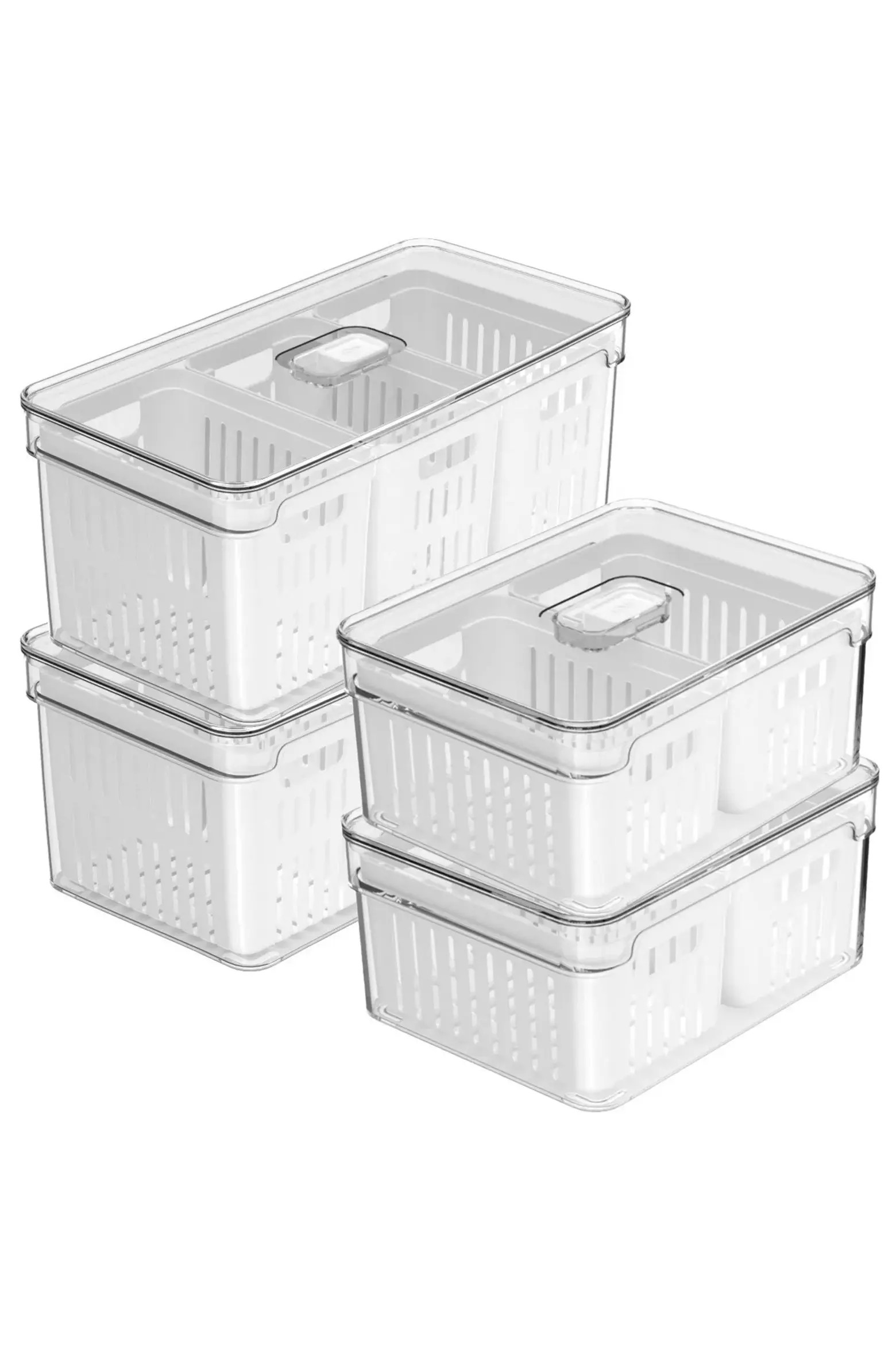 Clear Stackable Fridge Organizer Bin with Drain Basket and Vented Lid, 4 Pack | Nordstrom | Nordstrom