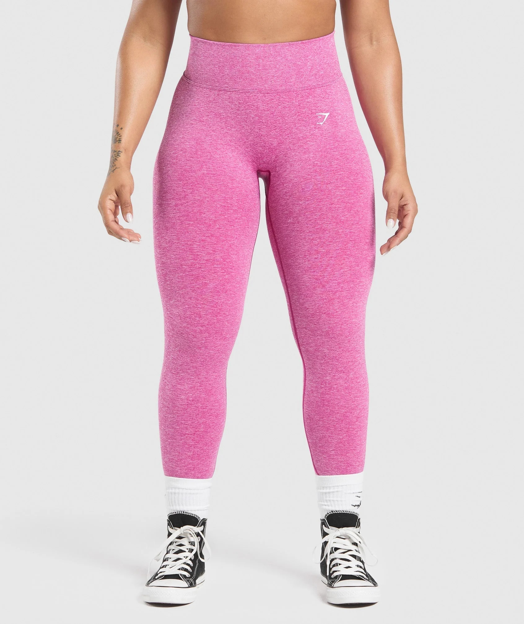 Gymshark Lift Seamless Leggings - Winning Pink/White Marl | Gymshark US