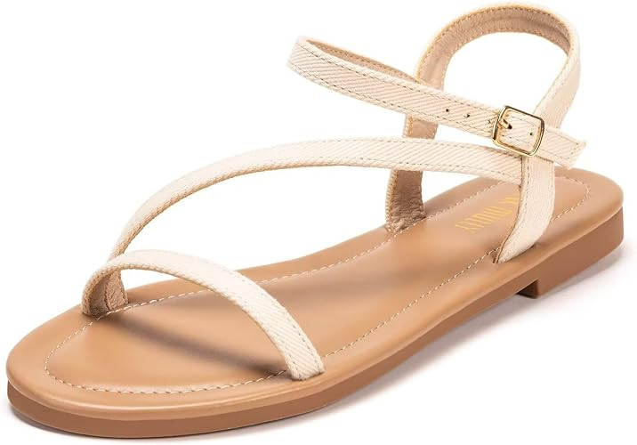 Frank Mully Women's Flat Sandals Summer Open Toe Slingback Shoes Cute Sandals for Women Daily Ank... | Amazon (US)