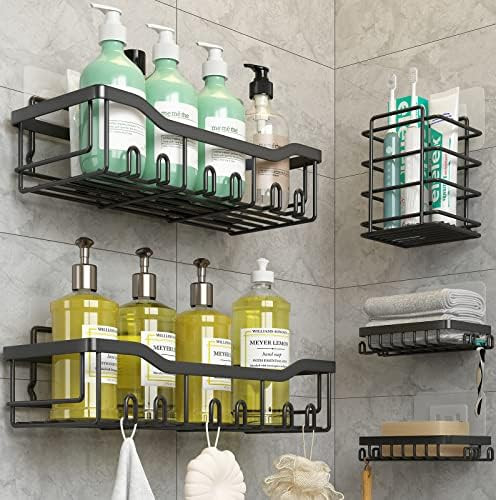 Coraje Shower Caddy, Shower Shelves [5-Pack], Adhesive Shower Organizer No Drilling, Large Capaci... | Amazon (US)
