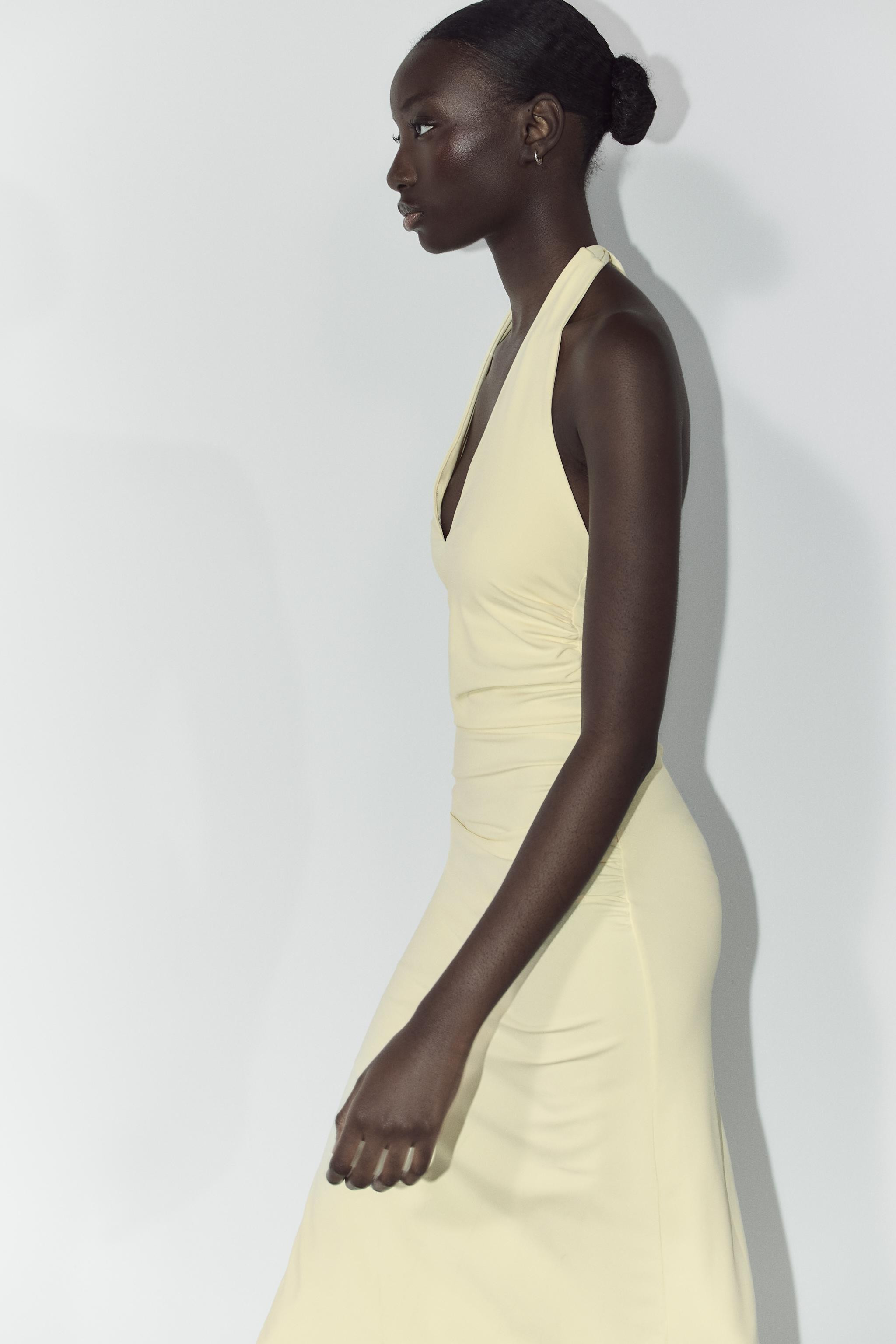 HALTER POLYAMIDE MAXI DRESS | Zara US