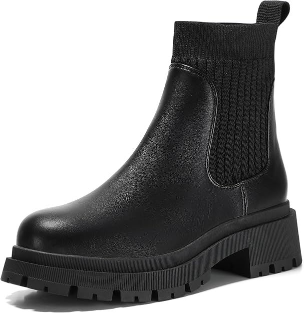 Bacia Chelsea Boots Womens Fashion Ankle Boots Platform Chunky Boots with Lug Sole | Amazon (US)