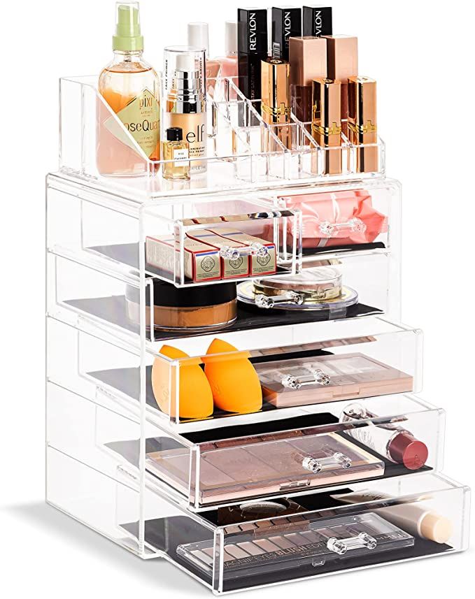 Sorbus Clear Cosmetic Makeup Organizer - Make Up & Jewelry Storage, Case & Display - Spacious Des... | Amazon (US)