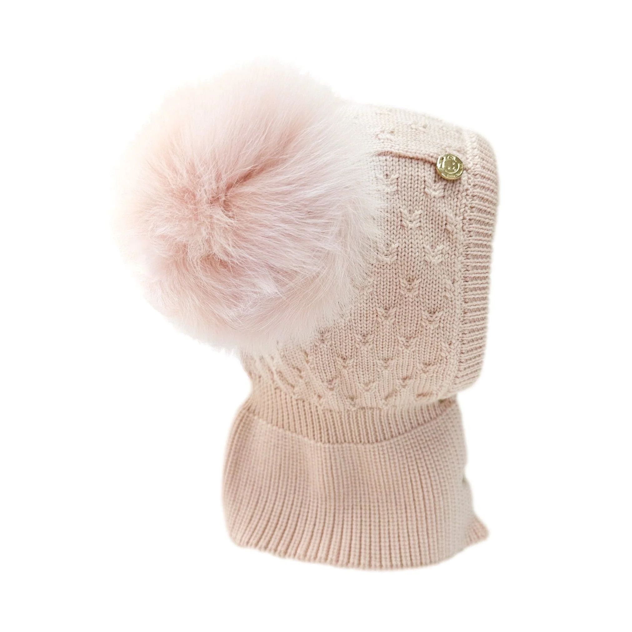 Luna Merino Wool Faux Fur Pink Balaclava Hat | petite maison kids