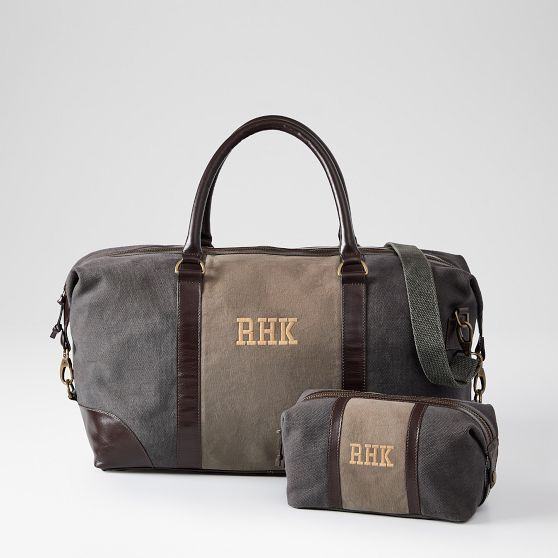 Everett Canvas and Leather Weekender and Travel Pouch Set | Mark and Graham
