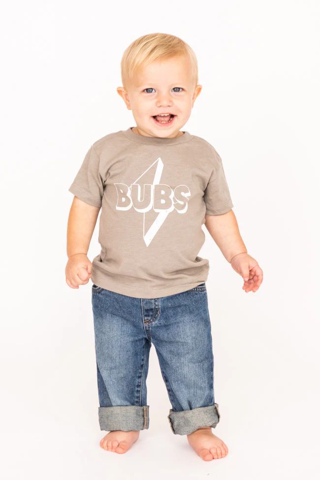 Bubs Lightning Bolt Graphic Toddler Tee Heather Stone | Pink Lily