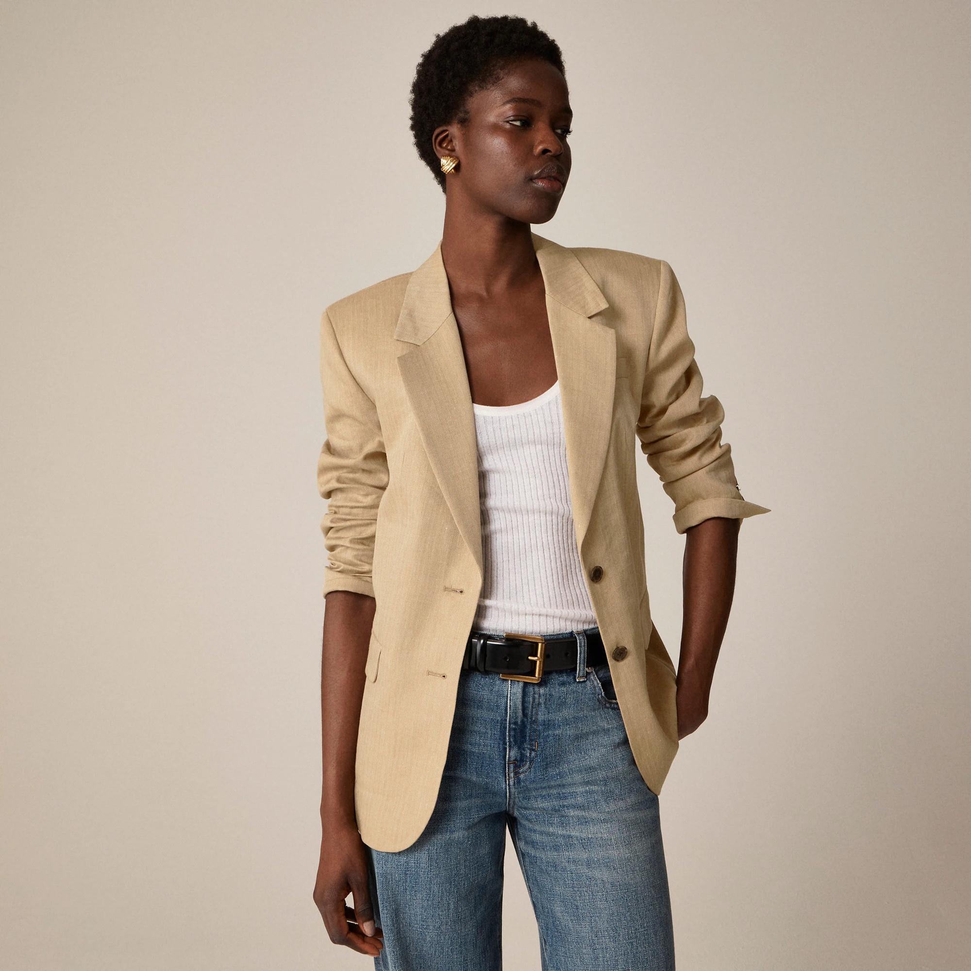 Classic two-button blazer in herringbone linen blend | J. Crew US