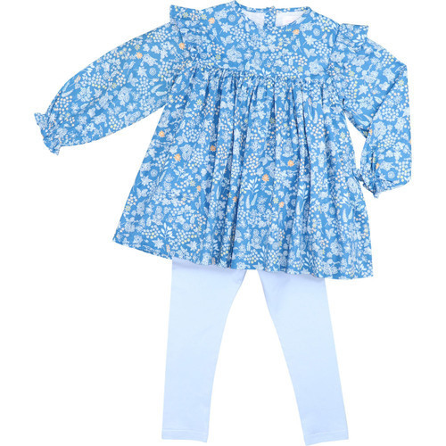 Blue Floral Print Legging Set | Cecil and Lou
