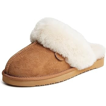 Dearfoams Women's Fireside Sydney Shearling Fur Indoor/Outdoor Scuff Slipper with Wide Widths | Amazon (US)