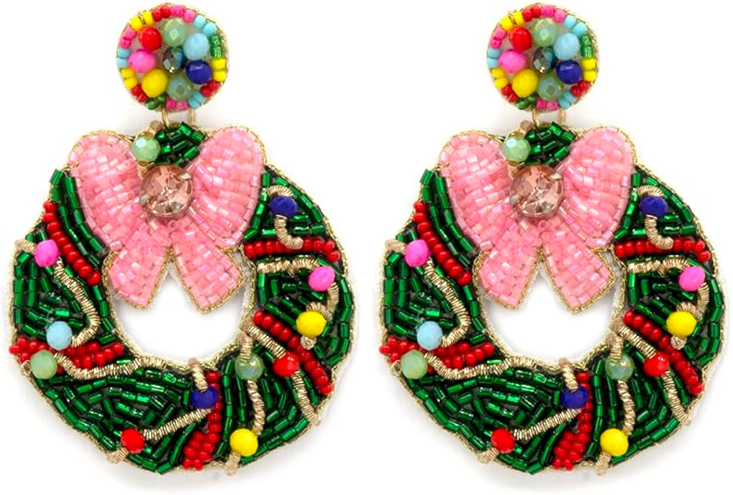 Beaded Embellish Fun Christmas Tree, Candy Cane, Ho Ho Ho, Holy Jolly, Merry Bright Earrings for ... | Amazon (US)