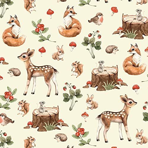 Woodland Baby Animals Gift Wrap by Wrap and Revel—Baby Shower Wrapping Paper Folded flat, 27 x 39 in | Amazon (US)