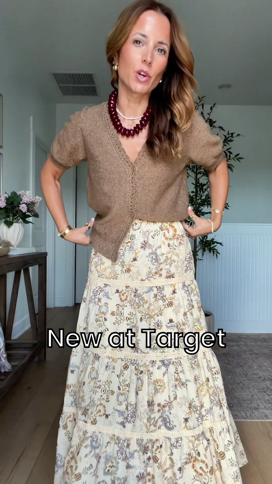 New fall arrivals from Target! Fall outfits. Fall style. Elevated casual outfits. Mom outfits. Everyday outfits. Teacher outfits. Floral maxi skirt in XS - size down if in-between. Sweater top in XS. 
#LTKootd #LTKSeasonal #LTKPetite