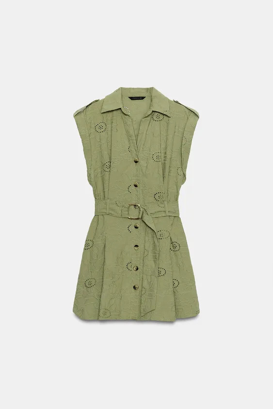 SHORT DRESS WITH CUTWORK EMBROIDERY | Zara UK
