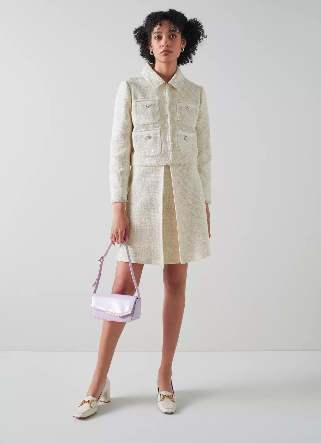 Ada Cream and Silver Recycled Cotton Tweed Jacket | L.K. Bennett (UK)