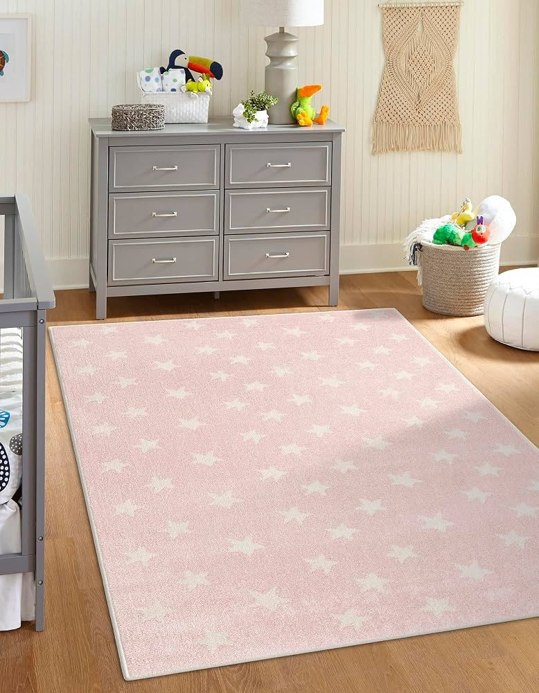 Unique Loom Whimsy Kids Collection Area Rug - Stars (2' 2" x 2' 11" Rectangle, Pink/ Ivory) | Amazon (US)