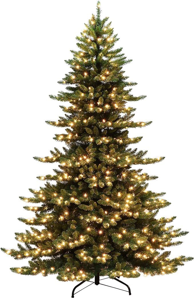 Puleo International Spruce 7.5 ft Pre-Lit Princess Pine Artificial Christmas Tree, Green | Amazon (US)
