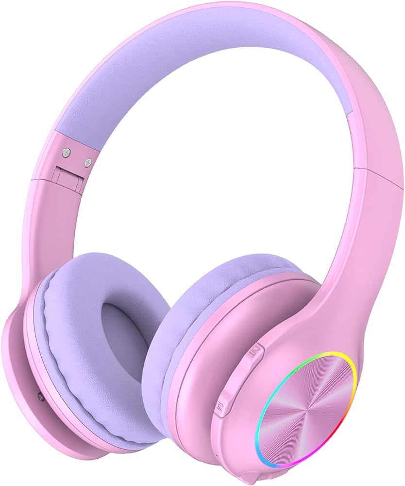 2022 Bluetooth Kids Headphones Fit for Aged 3-21, Colorful LED Lights Comfort Wireless Headphones... | Amazon (US)