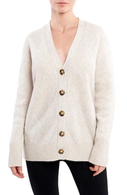 La Ligne Basket Stitch Cashmere Cardigan in Tan /Cream at Nordstrom, Size Medium | Nordstrom