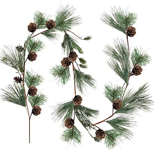 3 Pcs 6 ft Christmas Pine Garland with Pine Cones Green Christmas Decor Artificial Christmas Garland Modern Holiday Garland Winter Mantle Decor Garland Greenery Pine Tree Decor for Table Fireplace | Amazon (US)