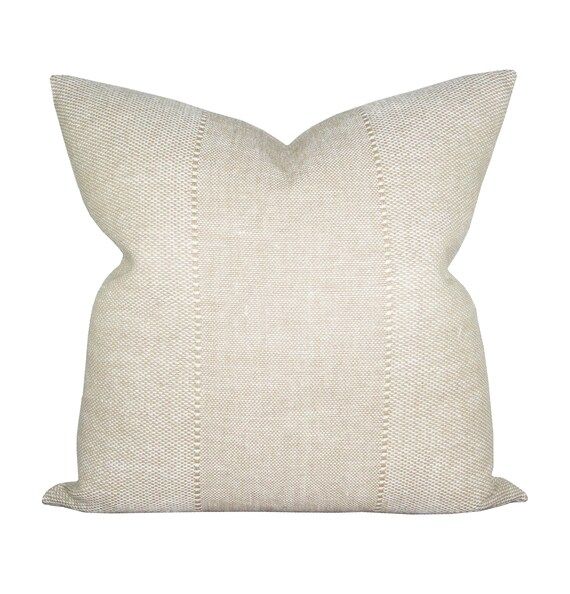 Pillow cover, Carmel Khaki - ON BOTH SIDES, woven stripe, Spark Modern pillow | Etsy (US)