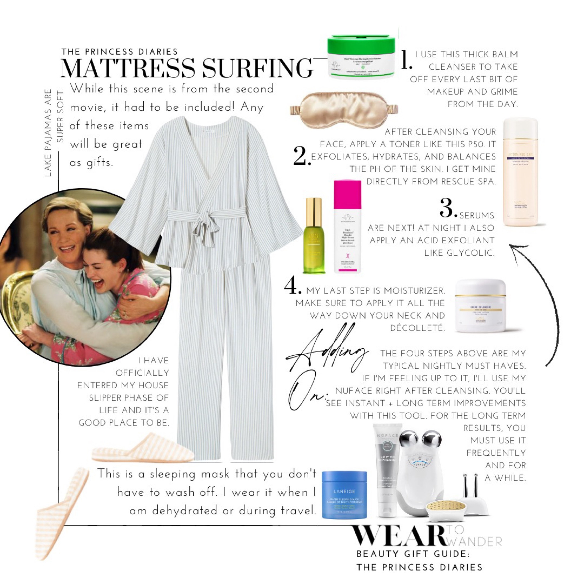 As mentioned in stories, I haven't felt well for a few days now. This meant I was in bed a lot, and fell completely out of my routine.  Today was my first day feeling like myself, and all I wanted to do was get back into that routine. 

Tonight's Princess Diaries Gift Guide is fitting, as it includes my AM/PM skincare routine, as well as hair and makeup for the days I need a little "Mia" transformation. I know the boards have a lot more verbiage than usual, but I'm writing up a complete page with this information for anyone needing help at the beauty counter. I'll share the page in stories when it is complete!

Everything in my routine may not work for you, but these are honest reviews and recommendations of things that have worked well for me. If you ever have a question about a product- please don't be shy. Message me! I'm always happy to help where I can.

What is your one beauty item that you'd suggest to anyone? For me, it's first sunscreen. Then the Biologique Recherche P50. I haven't found anything that I love more or that works better. 

#LTKSeasonal #LTKGiftGuide #LTKHoliday