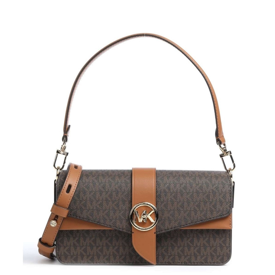 Michael Kors Brown/ Acron Ladies Greenwich Medium Logo Shoulder Bag | Jomashop.com & JomaDeals.com