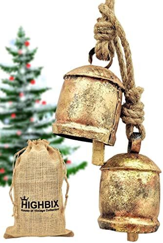 HIGHBIX 10cm Large Rustic Vintage Lucky Round Cow Bells On Rope Wall Hanging Décor (2) | Amazon (US)