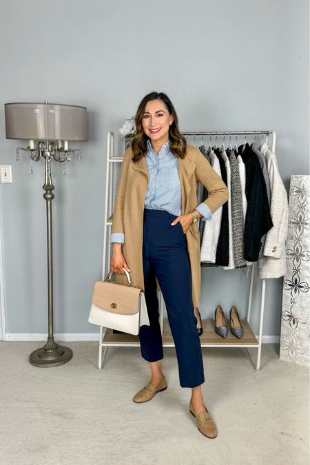 Weekly Best Seller: Long Collarless Sweater Blazer 

Tan long collarless sweater blazer size xs, size down (fits big)
Blue and white striped collared button up (linked similar)
Navy pants (linked similar)
Classic nude loafers size 6.5, size down half size 

Office outfit 
Work wear 
Classic style 
Preppy style 
Business casual 
work outfit


#LTKWorkwear #LTKShoeCrush #LTKStyleTip