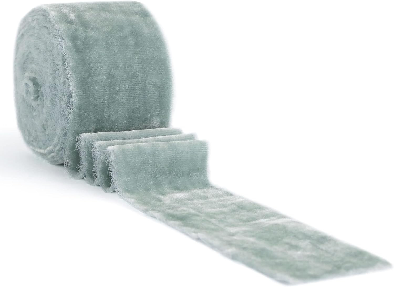 HUIHUANG Silk Velvet Ribbon Dusty Blue Hand Dyed Velvet Ribbon 2 inch x 3 Yards Roll Handmade Fra... | Amazon (US)