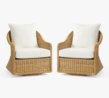 Westport Wicker Swivel Outdoor Lounge Chair, Set of 2 | Pottery Barn (US)