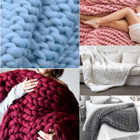 47" x 59" Hand Chunky Knit Blanket Thick Yarn Bulky Bed Sofa Spread Throw Soft & Warm Hand Knit B... | Walmart (CA)