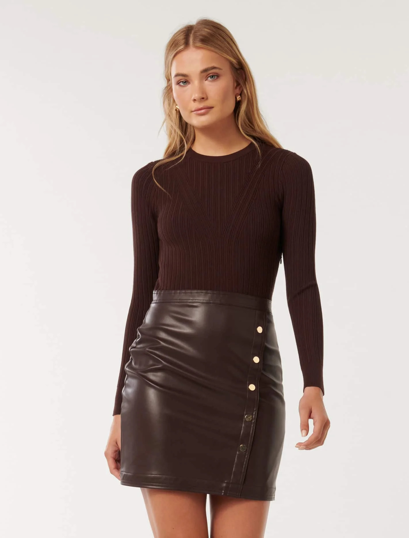 Lara Vegan Leather Mixed Mini Dress | Forever New (AU)