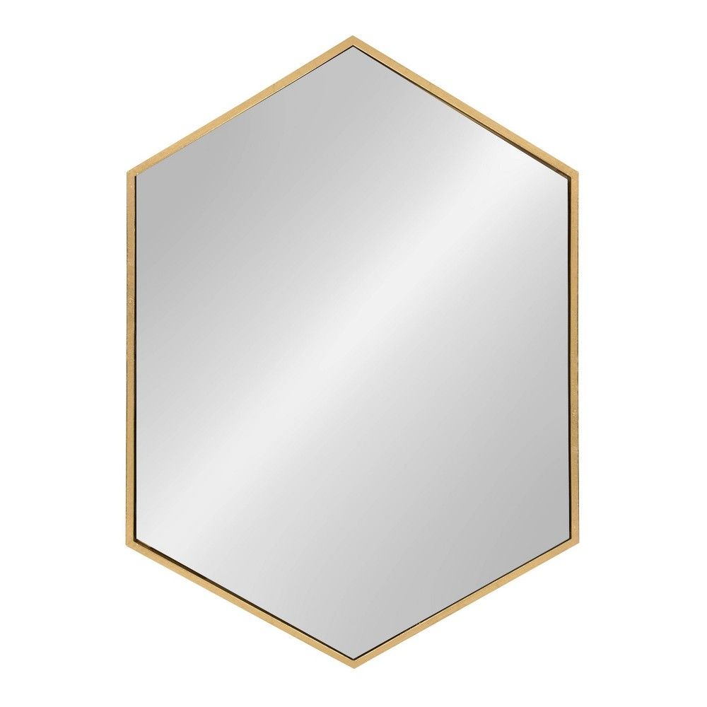 22" x 31" McNeer Hexagon Metal Wall Mirror Gold - Kate and Laurel | Target