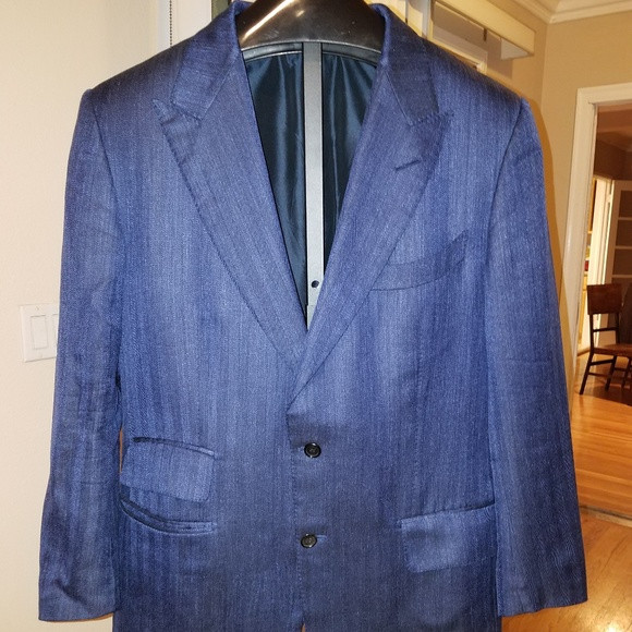 Tom Ford Blue Harringbone Blazer Mens 54L EU | Poshmark