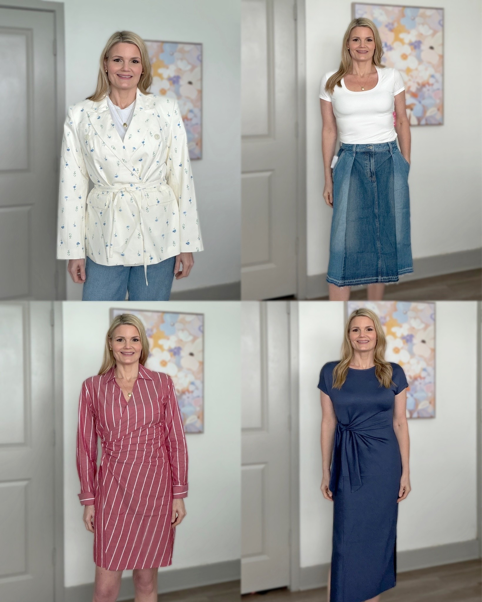 Online shopping haul!
Old Navy: striped wrap dress- size small tall. Denim midi skirt- size 4.
Amazon: white scoop neck top- size medium. Navy midi dress- size small.
Target: KBB by Kahlana blazer- size XS.

#LTKTall #LTKTravel #LTKWorkwear