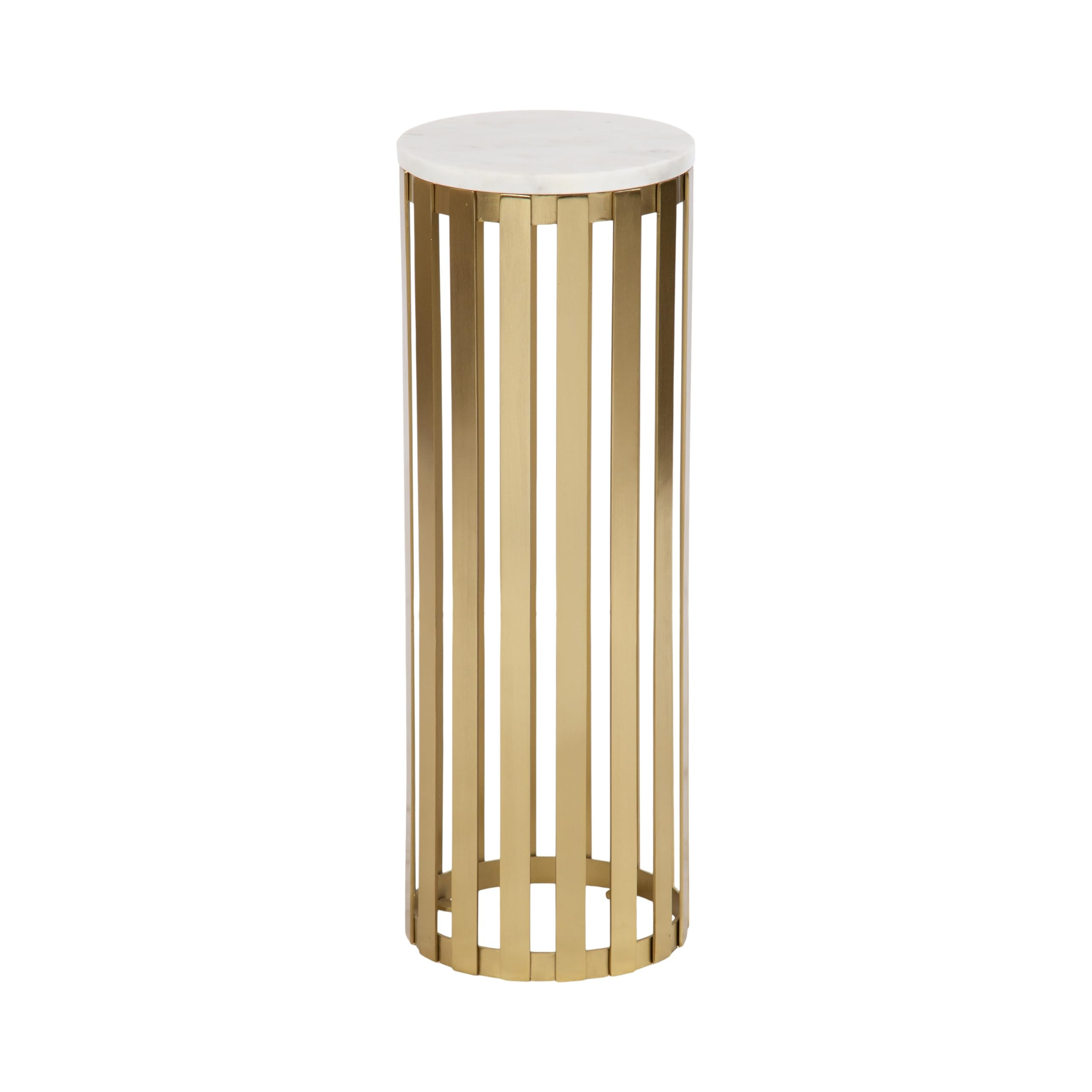 Kate and Laurel Paynter Marble Drink Table, 9 x 24, White and Gold, Tall Slatted Plant Stand Tabl... | Amazon (US)