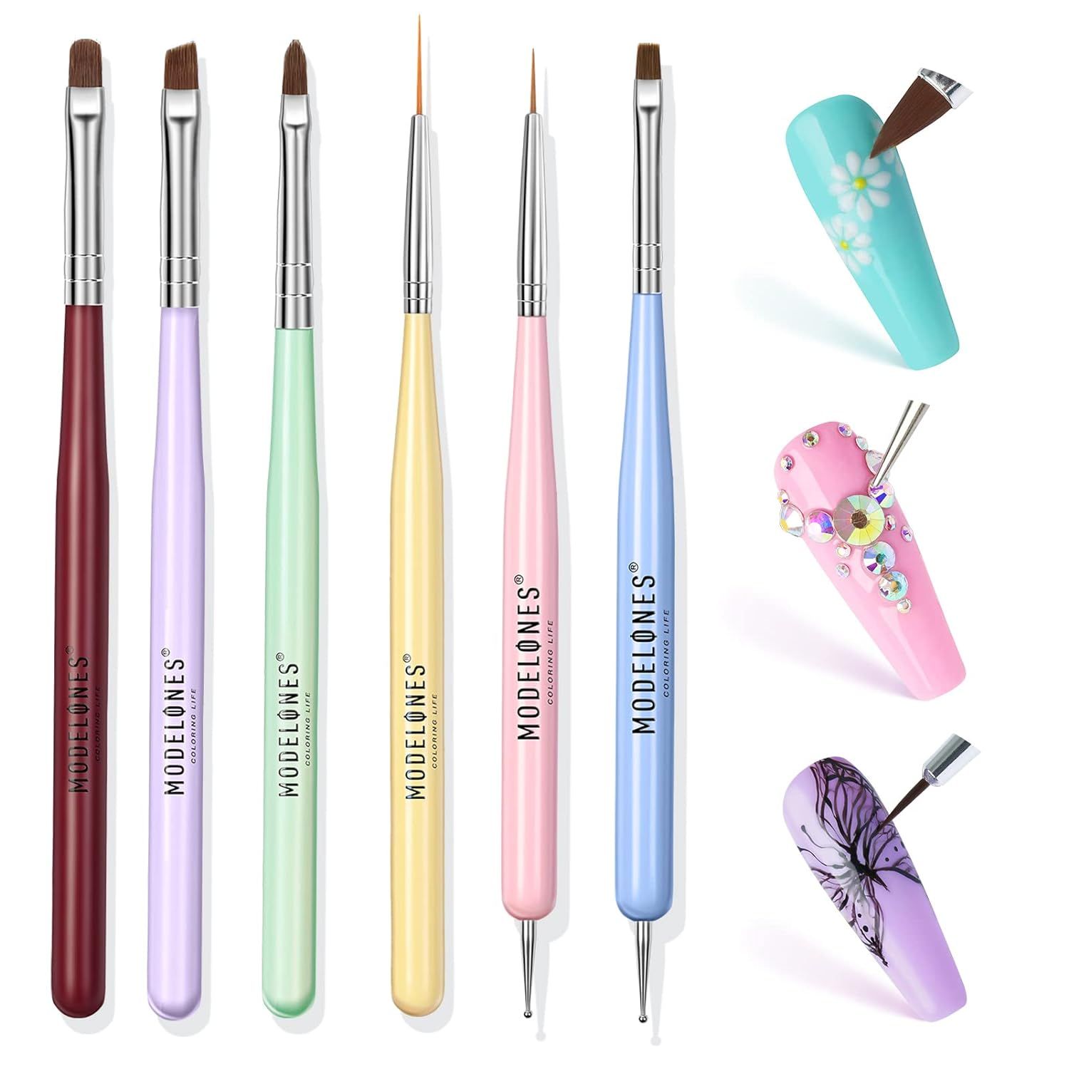 Modelones Nail Art Brushes Set, Nail Art Design Pen Painting Tools with Nail Extension Gel Brush,... | Amazon (US)