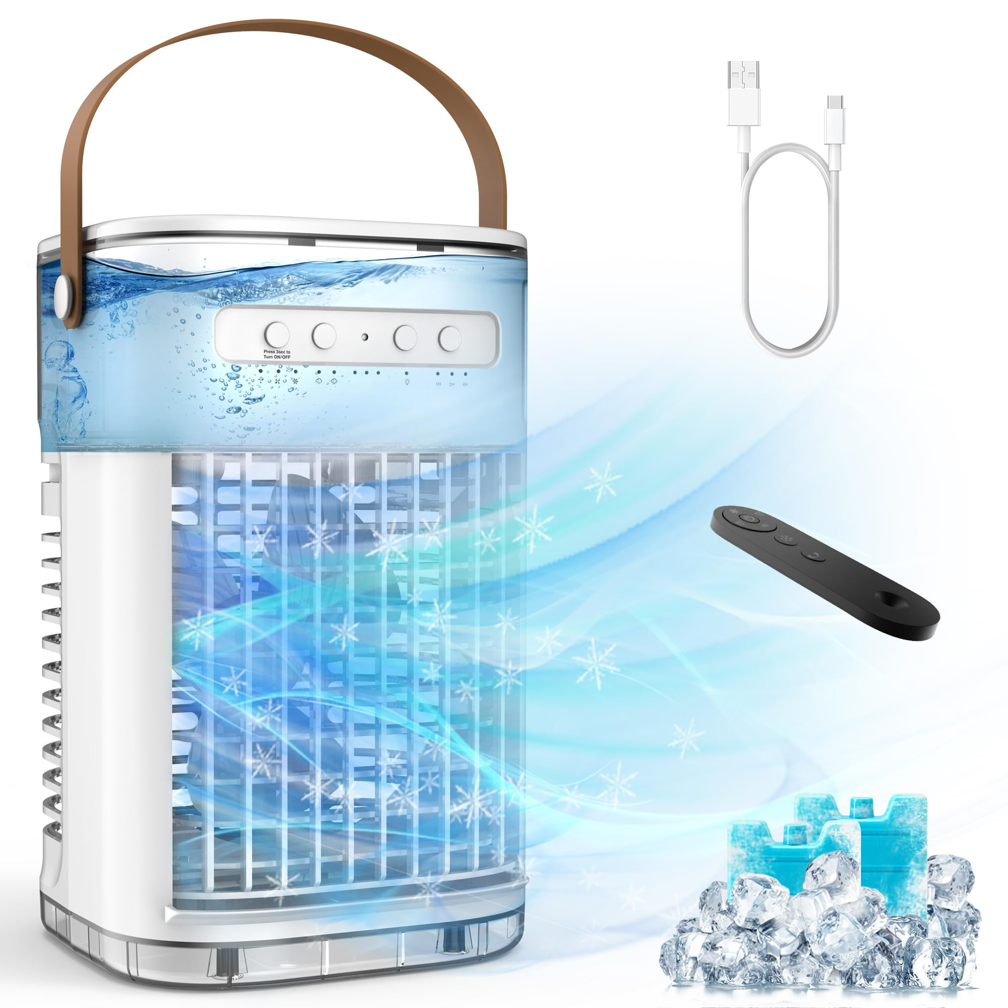 Portable Air Conditioners w/Remote, USB Charging, Mini Air Conditioner, 1200ML Water Tank, 2 Ice ... | Amazon (US)