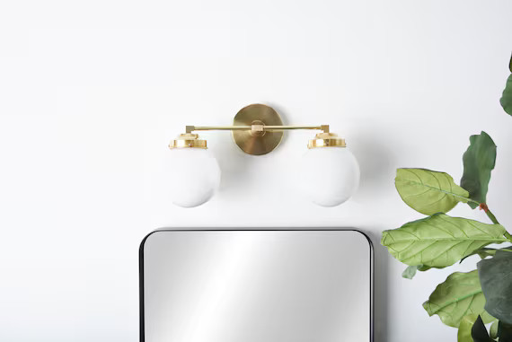 Modern Globe Sconce  2 Light Vanity Fixture  Raw Brass  Mid | Etsy | Etsy (US)