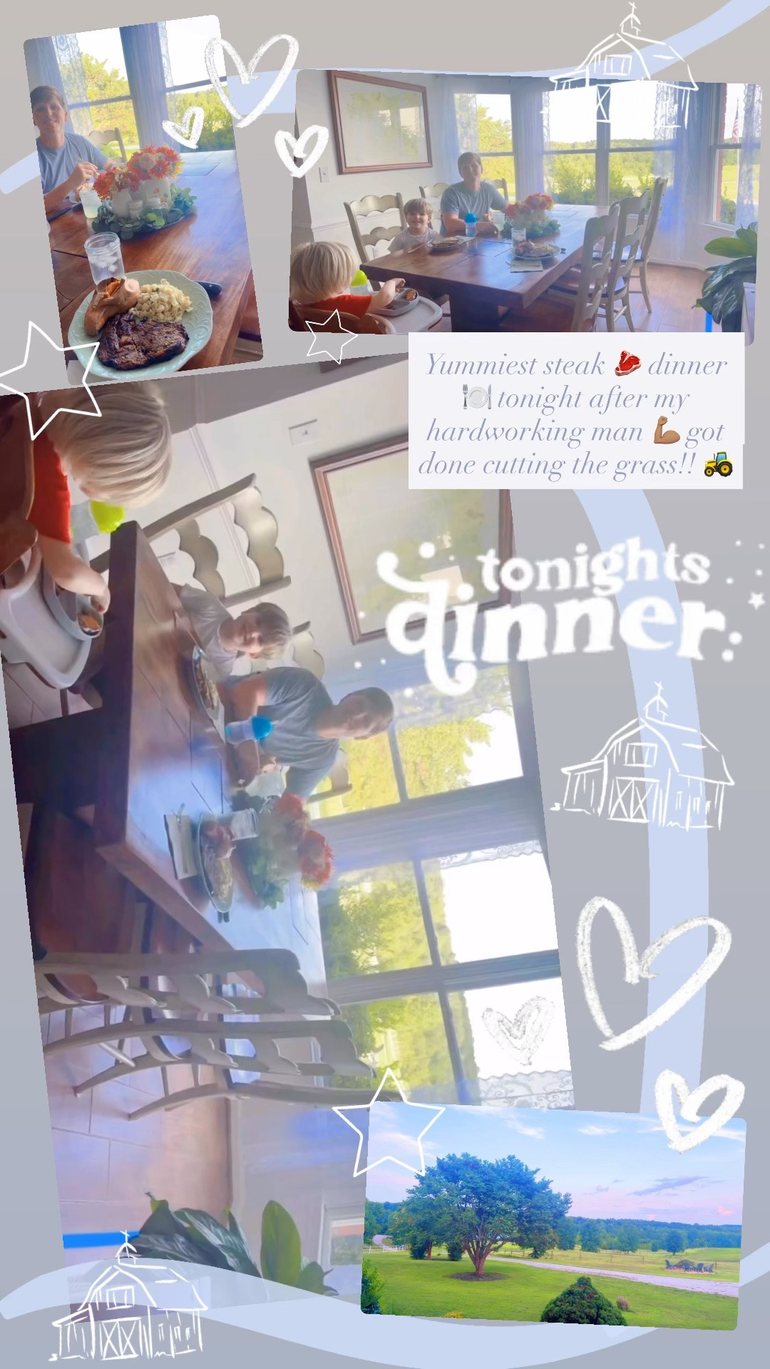 Yummiest steak 🥩 dinner 🍽️ tonight after my hardworking man 💪🏽 got done cutting the grass!! 🚜