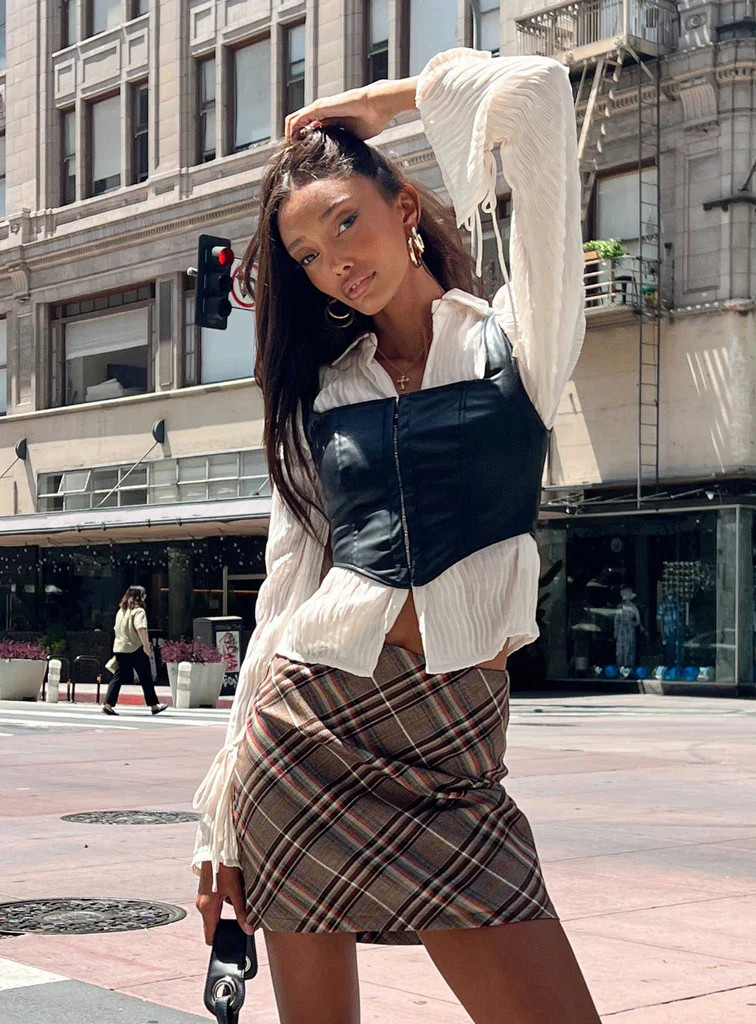 Darwin Mini Skirt Brown multi | Princess Polly US