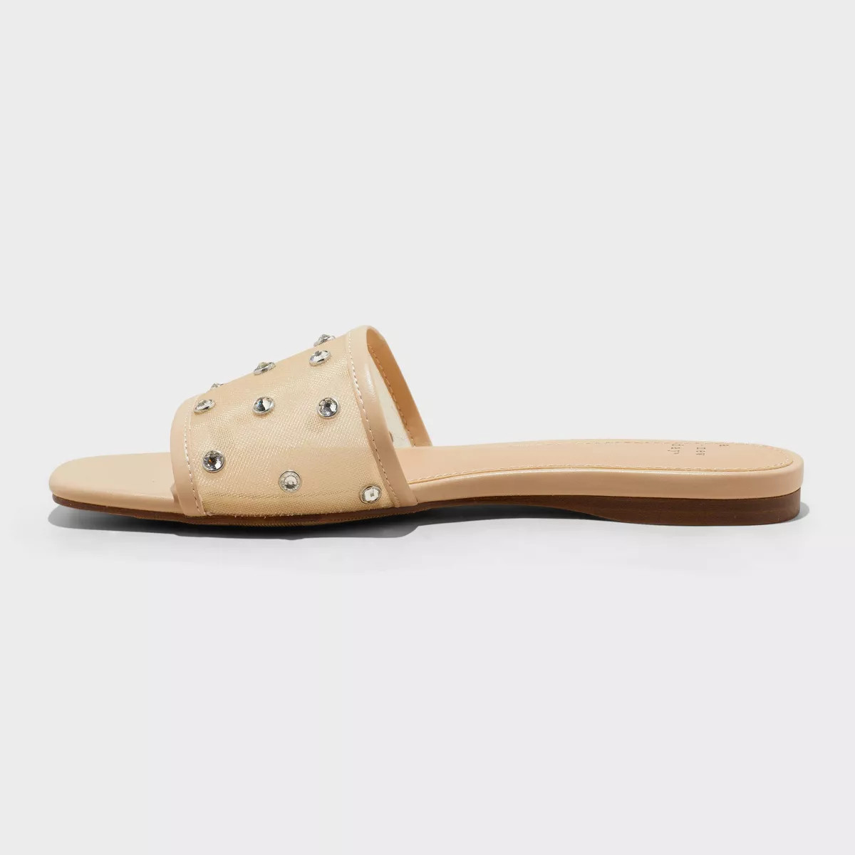 Women's Elain Rhinestone Mesh Slide Sandals with Memory Foam Insole - A New Day™ Beige 7 | Target