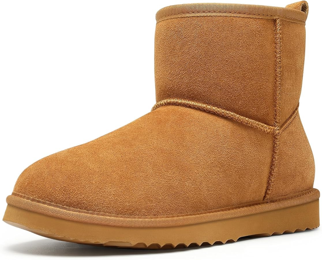 Litfun Suede Mini Boots for Women Winter Warm Fuzzy Boots Comfort Snow Boots with Fur Lined | Amazon (US)