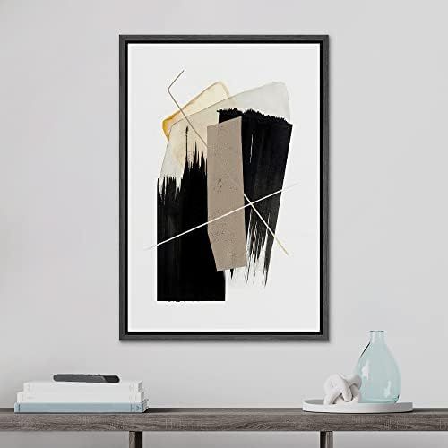 SIGNLEADER Framed Canvas Print Wall Art Black Brushstrokes & Brown Color Block Abstract Shapes Illus | Amazon (US)