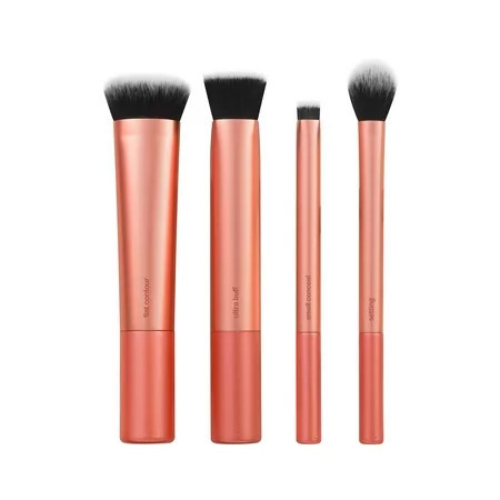 Real Techniques Face Base Makeup Brush Kit for Foundation & Contour, Pink, 4 Piece Set | Walmart (US)