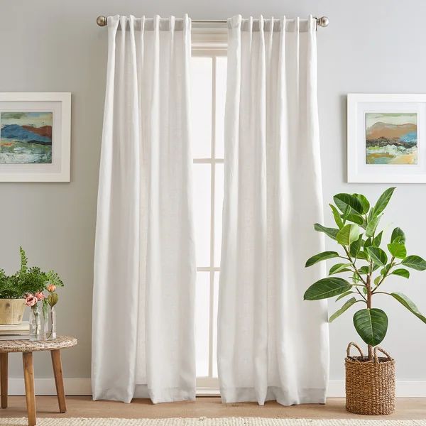 100% Linen Backtab Lined White Panel Pair | Wayfair North America