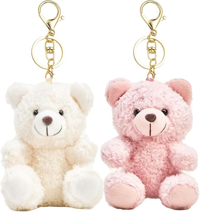 vaxvvik 8 Inch Bear Keychain, Charms for Handbag, Backpack Accessories Pendant, Pink White | Amazon (US)
