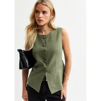 Women's Petite Khaki Longline Waistcoat New Look | New Look (UK)