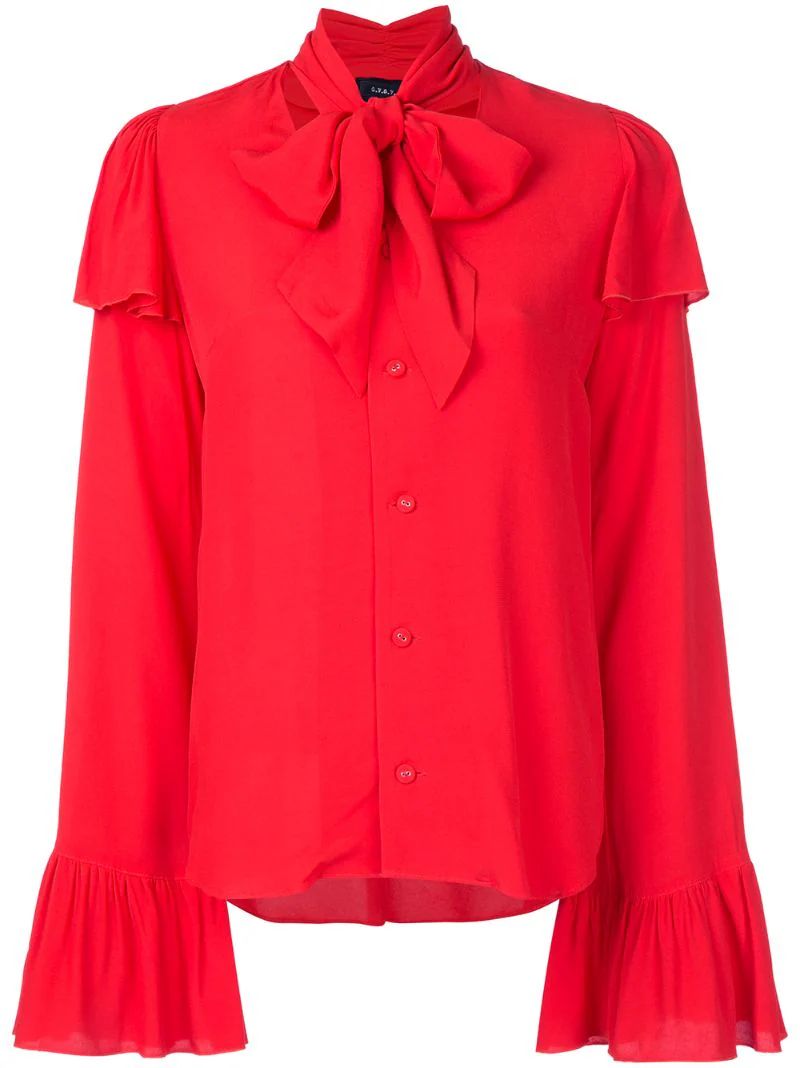 G.V.G.V. - rayon crepe pussy bow blouse - women - Rayon - 34, Red, Rayon | FarFetch US