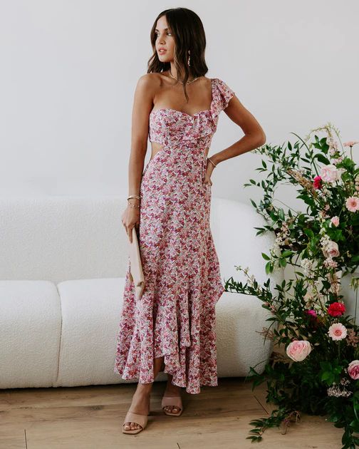 Jolie Floral One Shoulder Maxi Dress | VICI Collection